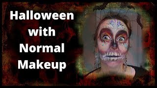 Halloween Skull makeup look | Day of the dead Glamour look. With normal makeup