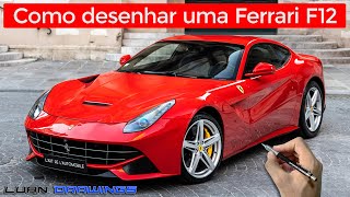 🔴 COMO DESENHAR CARROS: Ferrari F12 (Passo a passo fácil e rápido)