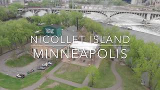 Flying over Nicollet Island and the Mississippi River