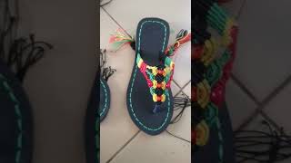 Beautiful Rasta colour macrame sandals #macrame #macramesandals