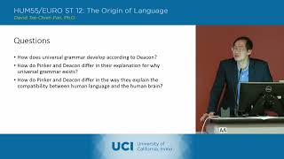 The Origin of Language - 21-3 - Terrence Deacon 2 - Discussion