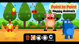 Point to Point Happy Animals Construct 3 Educational kids Game with Admob for Web And Mobile Demo