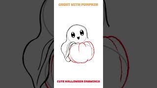 Cute ghost with pumpkin drawing #cutedrawings #halloweendrawing #halloween2024