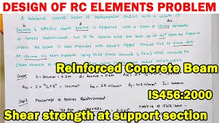 RCC Design solved problem, Beam design problem, shear resistance solved problem, DRC solved problems