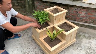 Amazing Reusable Wood Project - How To Process Pallet Wood Into Beautiful Flower Pots Easily