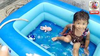 VLOG NAURA INDIRA BERENANG BARENG BAYI COCOMELON DI TERAS RUMAH PAKAI KOLAM RENANG MINI