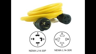 iMeshbean Nema L14-30 Generator Power Cord 4 Prong 10 Gauge Heavy Duty Generator Locking - Overview