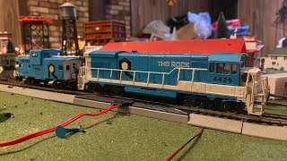 Here I am running my bachmann rock island ge u36b no 4425 after restoring it