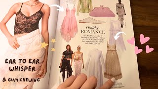 ASMR vogue magazine flip through📖🌷👗ear to ear whisper & gum chewing