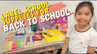 LABEL SCHOOL SUPPLIES FOR BACK TO SCHOOL