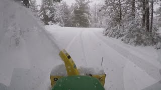 John Deere X585 snowblowing Skylar