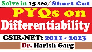 PYQs on Differentiability| CSIR NET 2011 to 2023 | Short Cut Tricks