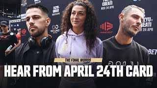 The final words; Pampellone, Zinad, Creati, Hussain, Smith, Parr & Mikhailovich discuss April 24th