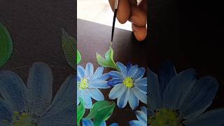 Incredible round brush flower painting technique 🌼💙 #shorts  #acrylicart