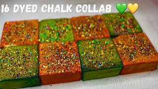 16 Dyed Chalk Collab 💚💛 | So Satisfying ASMR