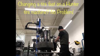 Changing a tire fast on a hunter tire machine!!!