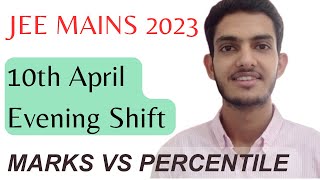 Marks vs percentile | 10th April 2nd Shift | JEE Mains 2023 | Analysis | #jeemains #2023