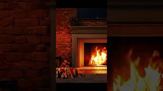 Dachshund relaxes by the fireplace and soothing music #dachshund #fireplace #relaxingmusic #shorts