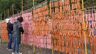 중국 전통 소시지, 절인 훈제 삼겹살 만들기 / traditional chinese sausages, smoked pork belly making - taiwanese food