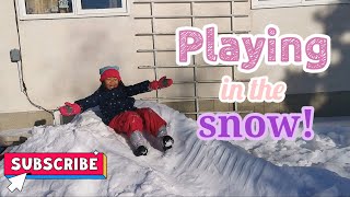 KIDS PLAYING IN THE SNOW | FUN IN THE SNOW | PLAYING IN THE BACKYARD