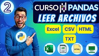 2| Leer y guardar archivos EXCEL, CSV, HTML y TXT Python Pandas | Curso Python desde cero en español