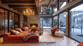 Relaxing Winter Cabin Vibes 🔥 Smooth Jazz, Snowfall & Fireplace Sounds for Comfort and Stress Relief