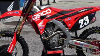 Close look at the crf250f geico factory honda mx bike