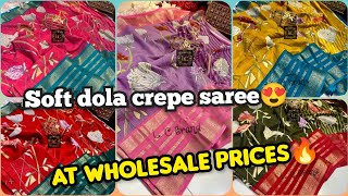 Soft #Dola Crepe Silk Saree😍 for sale at wholesale price🔥 latest collection