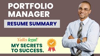 Portfolio Manager Resume Summary II How To Write Professional Headline - Talks Legal Tips