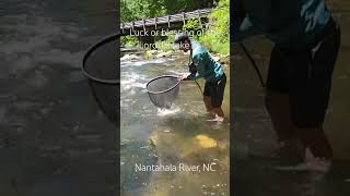 Luck or blessing? 🤷🏽‍♂️ #fishing #lucky #browntrout #nantahalariver #flyfishing #trout