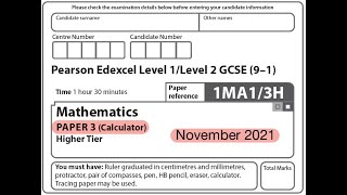 GCSE Mathematics November 2021 - Paper 3H (Calculator)