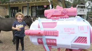 Super Powerful Bubble Gun FUN With My Pony!