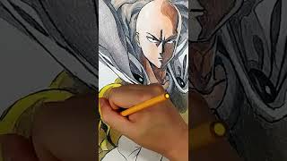 drawing one punch man with colored pencils #shorts