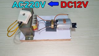 DIY 12V to 220V Power Converter using DC Motor  simple #015