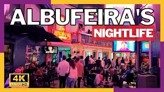 albufeira Portugal old town at night last Portugal video 4k 60fps