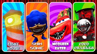 MONSTER BATTLE ⚔️ LightHouse & Shin Sonic & McQueen Eater & Choo Charles - Who is the BEST?