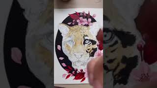 Clouded Leopard cutie 🐆🌸🖤 painting artist tattooartist #Shorts