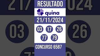 🔥 🍀 QUINA hoje - 21/11/2024 - ACUMULADA - 10 MILHÕES - Resultado concurso 6587