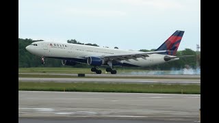 Delta A330-200 landing, DTW