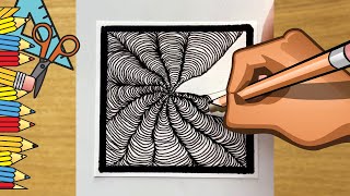 FAMOUS OPTICAL ISUSION DRAW STEP BY STEP EASY TUTORIAL - DRAWING OPTICAL ILUSION STEP BY STEP