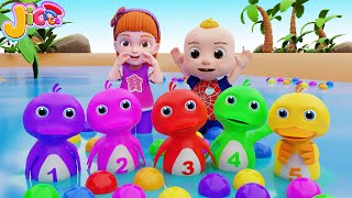 Five Little Ducks (Learn Numbers Song) 🐥🐥 5 Colorful Ducks - Jicoco Nursery Rhymes & Kids Songs