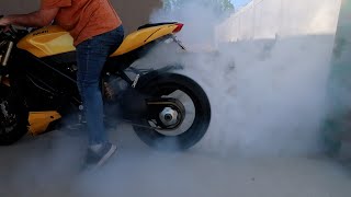 First attempt at a burnout with a Ducati