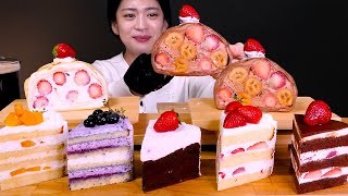 🍓입안에서 사르르..🍰달콤한 과일과 엄청 부드러운 과일 케이크 먹방❤ | Aupres Bake - Strawberry, Banana, Mango Cake ASMR Mukbang