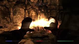 Skyrim me being comedically defeated in Bleakfalls Barrow