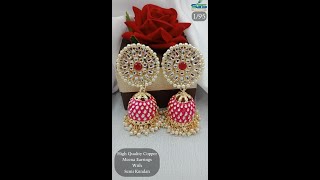 High Quality Copper Meena Earrings with Semi Kundan - 550/-