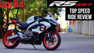 Aprilia RS 457 Top Speed Ride Review | Road Test | Braking Test