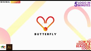 Adobe Illustrator | How to design professional Heart Butterfly (Butterfly logo)