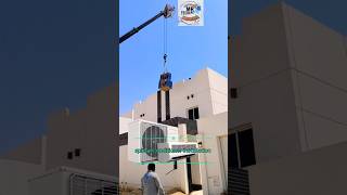 split AC fitting work with outdoor shifting by crane #technician SAJU Ahmd #middleeast #riyadhseason