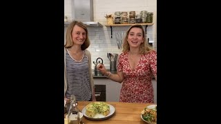 LIVE recettes IG bas en duo : quiche sans pâte brocolis/saumon et salade césar végétarienne