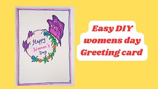 Easy DIY Women's Day Greeting Card #womensday #greetingcard #diy #handmade #drawing #colouring